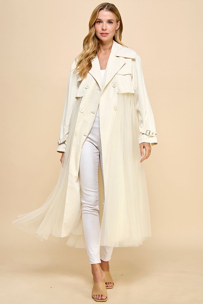 Cream Tulle Trench Coat | Penn House Boutique