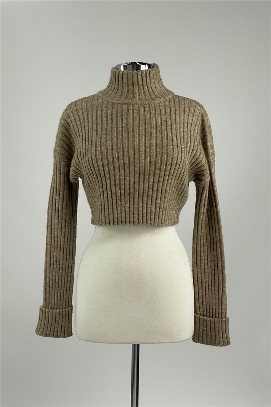 Cropped ribbed turtleneck best sale